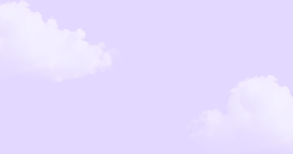 Two soft white clouds on a pale lavender sky background